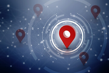 Poster - 3d rendering Red map pointer
