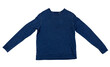 Navy blue sweatshirt isolated on white, denim pullover mock up. Sweatshirts blue in studio photo isolated over white