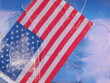Frozen USA flag. Global climate change concept. Background for weather forecast. Winter.