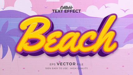 Wall Mural - Editable text style effect - retro beach text style theme