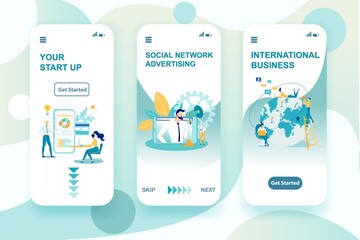 Wall Mural - Entrepreneurship Mobile Web Pages Vector Template