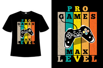 T-shirt silhouette console games max level retro style