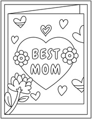 Canvas Print - 
Mother day coloring page designed in hand drawn vector

