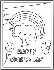 Poster - 
Mother day coloring page designed in hand drawn vector

