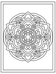 Wall Mural - 
A linear design vector of mandala pattern flower 

