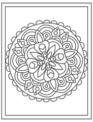 Wall Mural - 
A linear design vector of mandala pattern flower 

