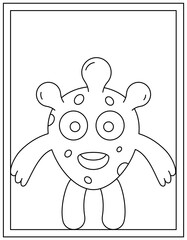 Canvas Print - 
A one eyed monster line vector coloring page 

