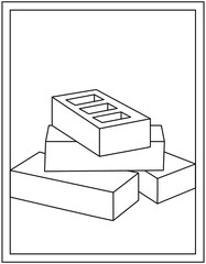 Poster - 
Bricks line vector in colouring page

