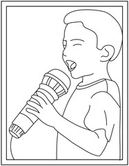 Canvas Print - 
Microphone in coloring page vector 

