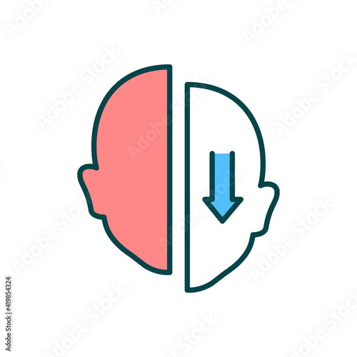 Facial droop RGB color icon. Weakness facial muscles, immune system