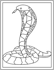 Wall Mural - 
Colouring page of cobra, editable vector 

