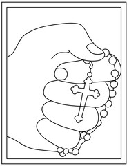 Sticker - 
Rosary template vector design coloring page 

