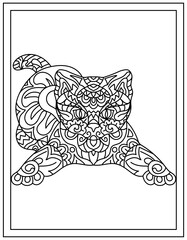 Poster - 
Cat mandala hand drawn vector design template 

