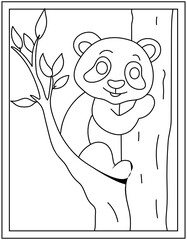 Wall Mural - 
A colouring page of panda animal drawn with line vector 

