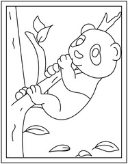 Poster - 
A colouring page of panda animal drawn with line vector 

