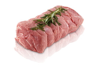 raw beef steak with rosemary isolated white background​