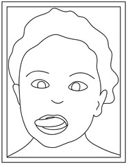 Canvas Print - 
Tongue out boy colouring page design

