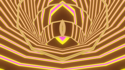 Wall Mural - 3d illustration graphic of inside a curved cave having beautiful neon pink and yellow color texture 