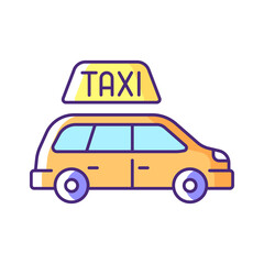 Sticker - Minivan taxis RGB color icon. Van side view. Convenient service for ordering car. Need to transport a large group of people. Roomy car. Modern taxi service. Isolated vector illustration