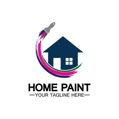 Home Painting Vector Logo Design.Home House Painting Service Coloring Logo Design Template.House painting service, decor and repair multicolor icon Vector logo.