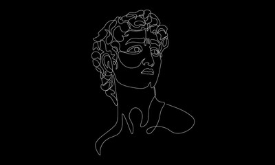 Wall Mural - Abstract line Michelangelo's David portrait. One line drawing of ancient greek statue for posters, tattoo, print, story, wall decor