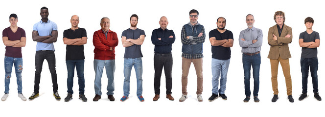 Sticker - group of mixed people with arms crossed on white background