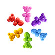 Rainbow teddy bear party balloons arranged in a circle