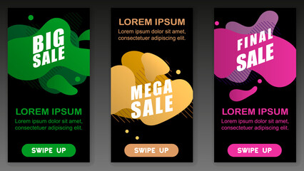 Poster - Modern fluid covers set for big sale. Abstract colorful banners design. Cool gradient shapes. Graphic concept for your design