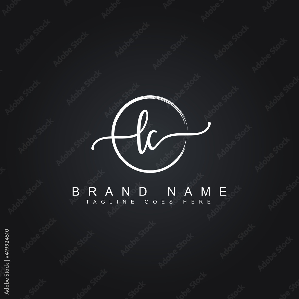 Initial Letter LC Logo - Handwritten Signature Style Logo Stock Vector ...