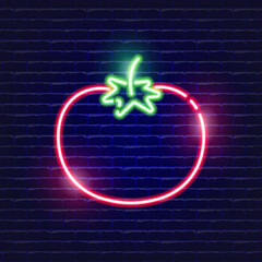 Wall Mural - Tomato neon icon. Glowing Vector illustration icon for mobile, web and menu design. Food concept