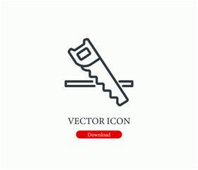 Poster - Saw vector icon.  Editable stroke. Linear style sign for use on web design and mobile apps, logo. Symbol illustration. Pixel vector graphics - Vector