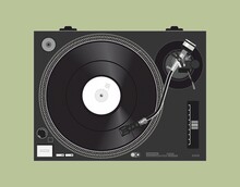 Vector DJ Vinyl Player. Vinyl Record. Retro Theme. Mk2 Dj Equipment. Tonearm.  Background For DJ Posters.  Icon For Online Store. DJ- Image For Printing On A T-shirt. DJ Image For Case. LP Theme.