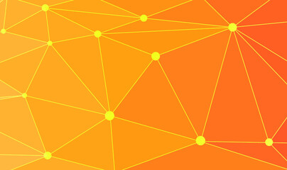 Poster - Abstract bright Orange Geometric Polygonal background molecule and communication. Mosaic Graphic. Orange Diamond Geometric. 3d Trendy Vector Design. Vibrant Origami Background. Connected lines with do
