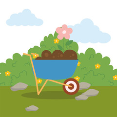 Wall Mural - Garden earth wheelbarrow