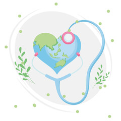 Wall Mural - World heart stethoscope