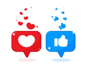 Fototapete - Heart shape and thumb icon on social media illustration