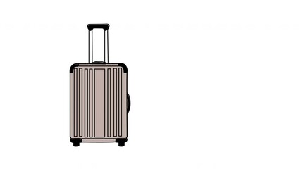 Wall Mural - Grey travel suitcase appear animation. Copy space. Alpha channel, luma matte.