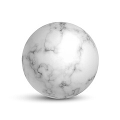 Poster - White marble ball. 3d realistic sphere in stone pattern with lines and shades vector illustration. Geometric abstract realistic object for house decoration