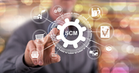 Poster - Man touching a scm concept