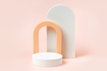 Wall Mural - abstract background with geometric forms and podiums in pastel color for product presentation. podiu