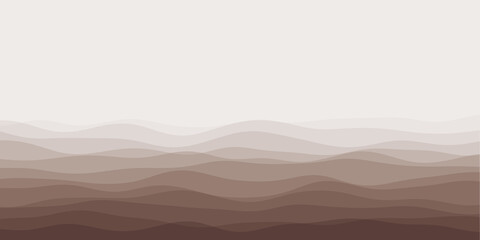 Poster - Abstract waves cover. Horizontal background with curves in brown colors. Neat vector illustration.