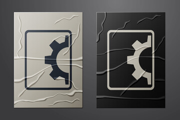 White Software, web development, programming concept icon isolated on crumpled paper background. Programming language and program code on screen tablet. Paper art style. Vector