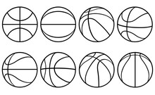 Set Of Basketball Balls Isolated On White