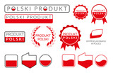 Fototapeta  - Wyprodukowano w Polsce PRODUKT POLSKI ikona symbol na opakowania, zestaw różnych znaków i logo. Wektor layout made in poland.
