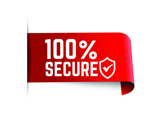 Poster - 100 percent secure banner template. secure ribbon label.