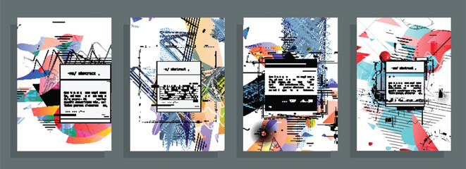 Wall Mural - modern abstract covers set. abstract shapes composition. futuristic minimal design. eps10