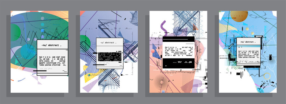 Modern abstract covers set. Abstract shapes composition. Futuristic minimal design. Eps10