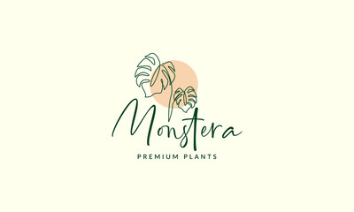 Wall Mural - beautiful plant lines monstera logo vector symbol icon illustration design