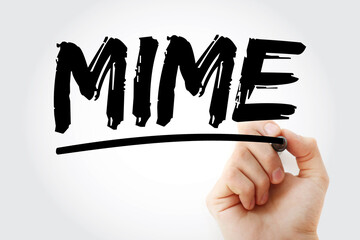 Aufkleber - MIME - Multipurpose Internet Mail Extensions acronym with marker, concept background