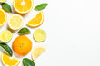 Citrus fruits at white background.